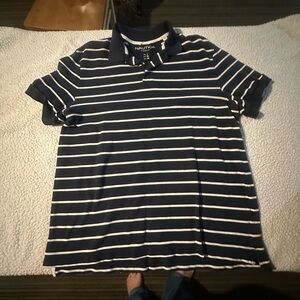 Nautica Men's Polo with Navy and White Stripes